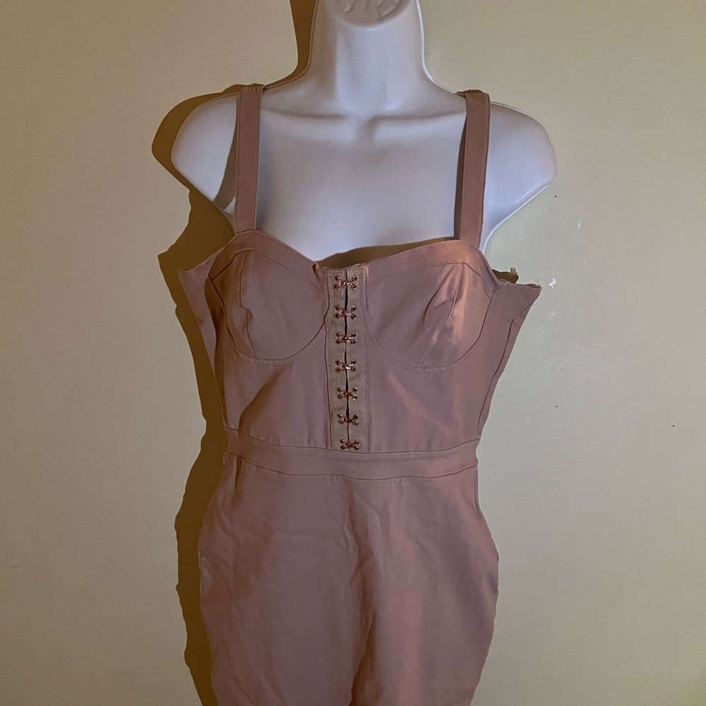 A mauve colored mini dress